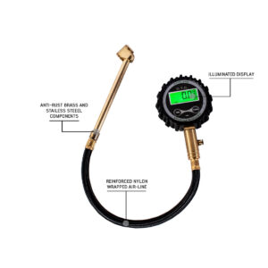 Trail Industries | OVS | Overland Vehicle Systems | Digital Tire Gauge with Valve Kit and Storage Bag Universal