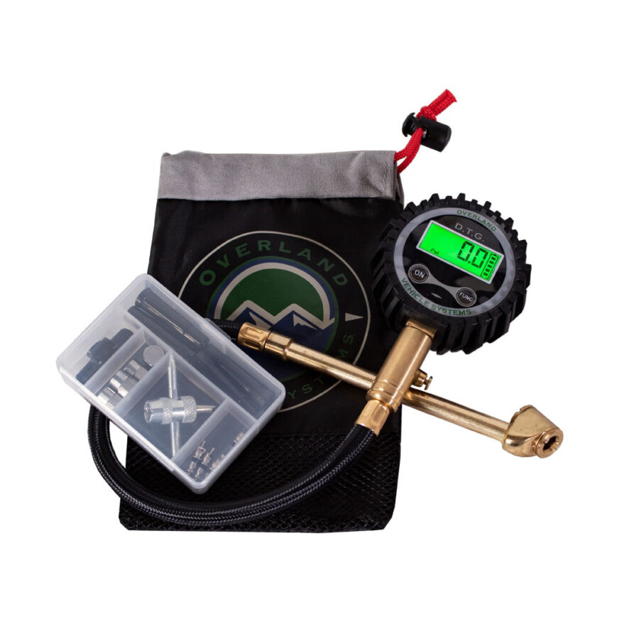 Trail Industries | OVS | Overland Vehicle Systems | Digital Tire Gauge with Valve Kit and Storage Bag Universal