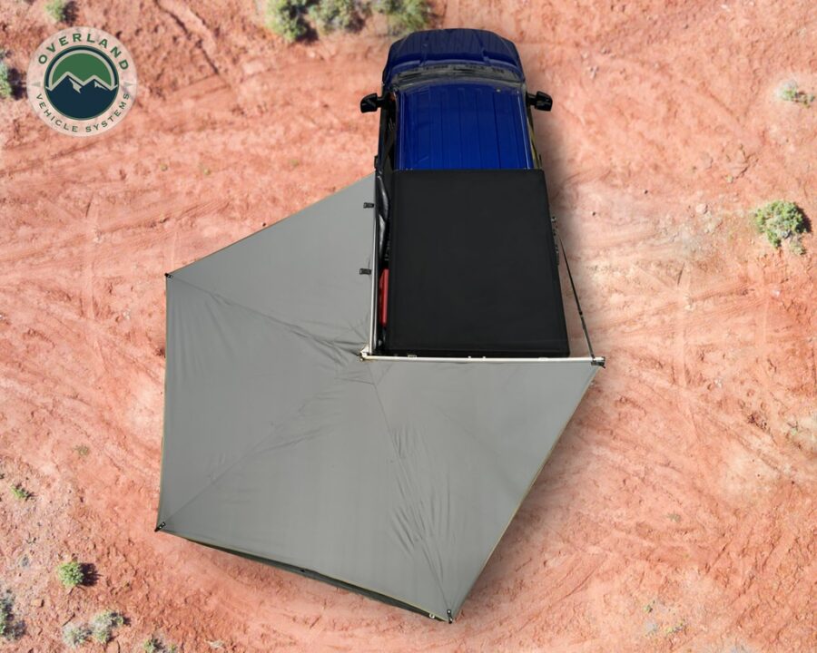 Trail Industries | Overland Vehicle Systems | Nomadic 270 LT Awning Gray with Black Travel Cover, Driver Side