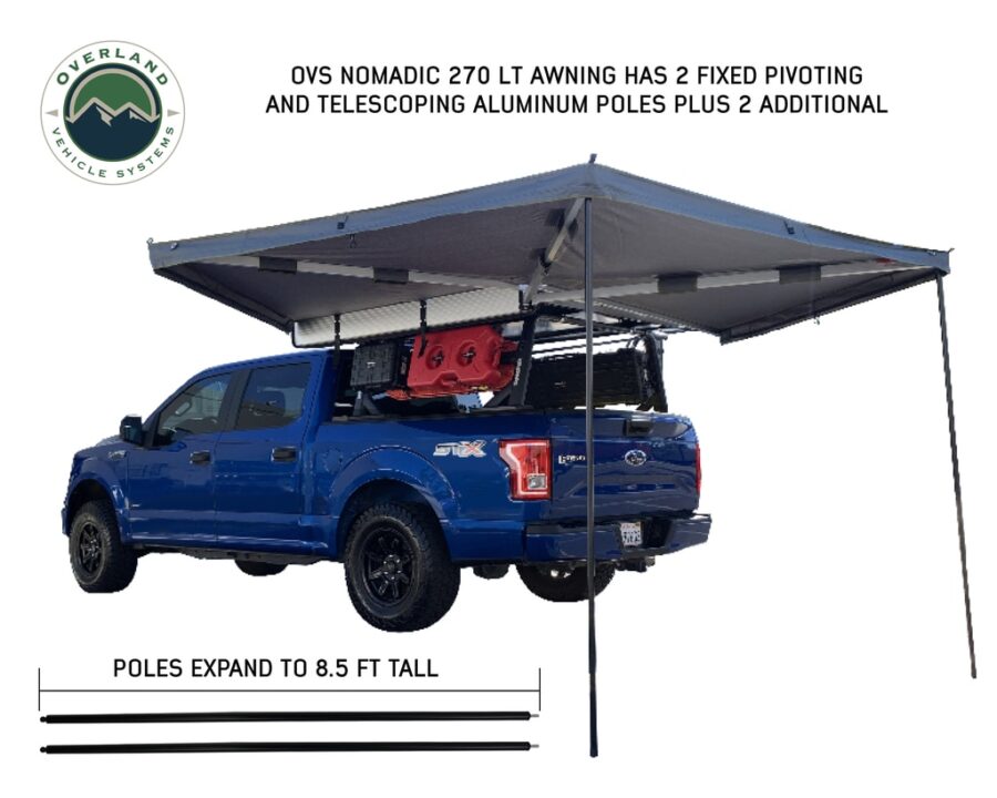 Trail Industries | Overland Vehicle Systems | Nomadic 270 LT Awning Gray with Black Travel Cover, Driver Side