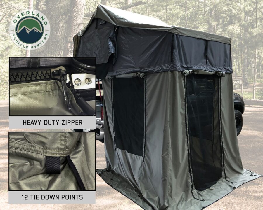 Trail Industries | Overland Vehicle Systems | Nomadic 4 Annex Green Base with Black Floor and Travel Cover