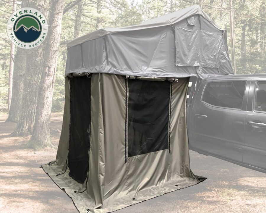 Trail Industries | Overland Vehicle Systems | Nomadic 4 Annex Green Base with Black Floor and Travel Cover
