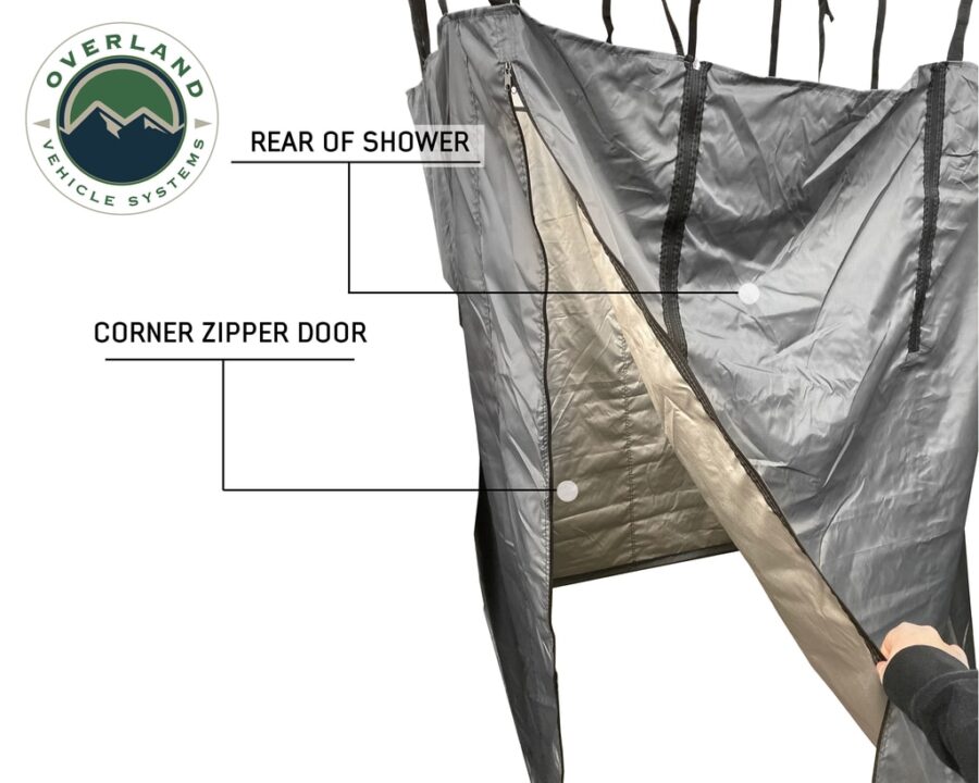 Trail Industries | Overland Vehicle Systems | Car Side Shower Room