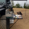 Tailgater Tire Table Standard Aluminum Camping Table with stove and meal preparation