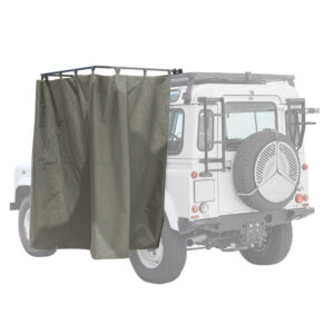 Front Runner Rack Mount Shower Cubicle on side of vehicle